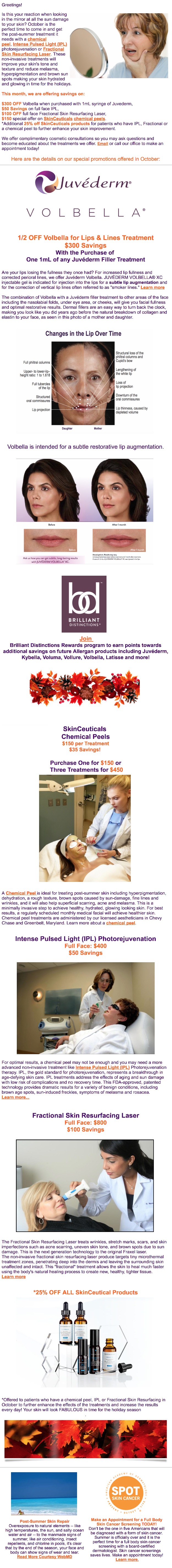 October 2017 Specials and Discounts at Chevy Chase Cosmetic Center 